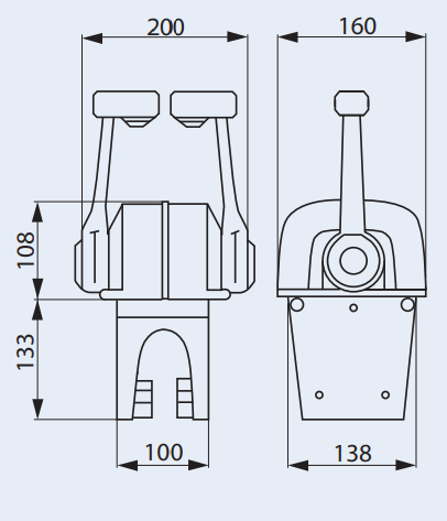 ULTRAFLEX Einhebelschaltung B74 Alu schwarz Pulverbeschichtet für 2 Motoren