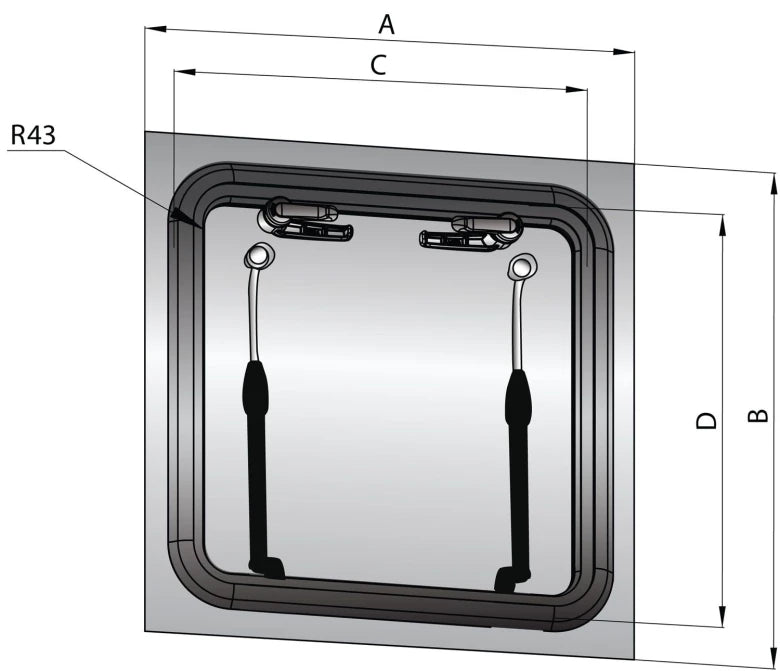 Vetus flächenbündige Luke, Typ FGH 527 x 397 mm