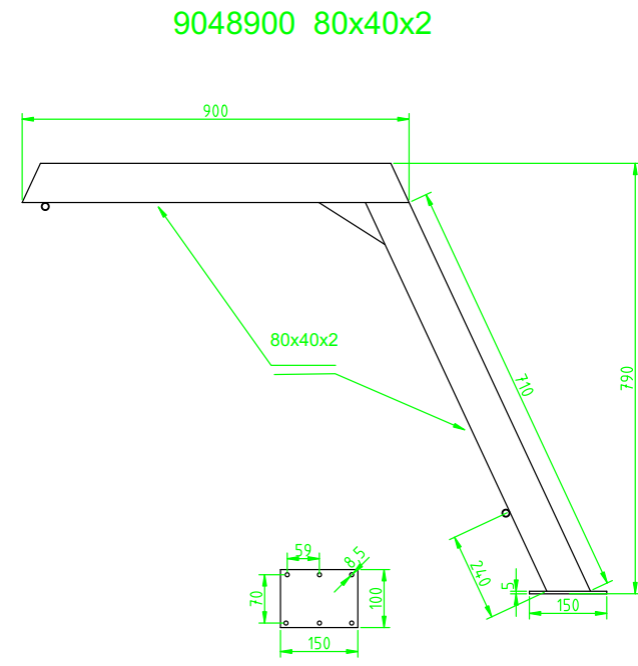 Allpa Niro Davit mit Tau, Block und Winsch, feste Version (Preis pro Stück)