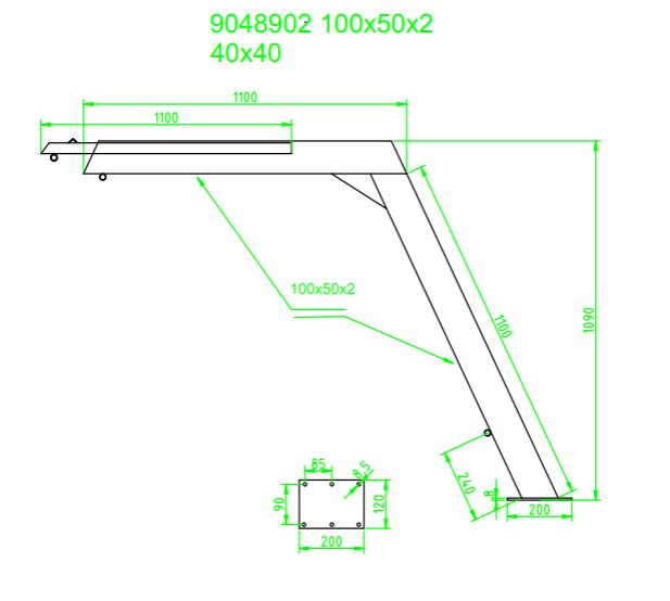 Allpa Niro Davit Mit Tau, Block Und Winsch, Teleskop-Ausführung, 200kg (Preis Pro Stück)