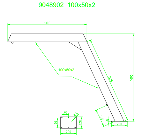 Allpa Niro Davit mit Tau, Block und Winsch,feste Version, 200kg (Preis pro Stück)