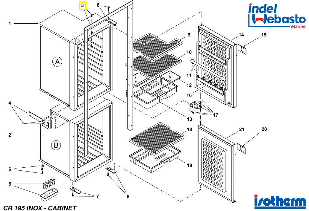 Isotherm 3-Seiten-Rahmen für Isotherm CR195 Inox