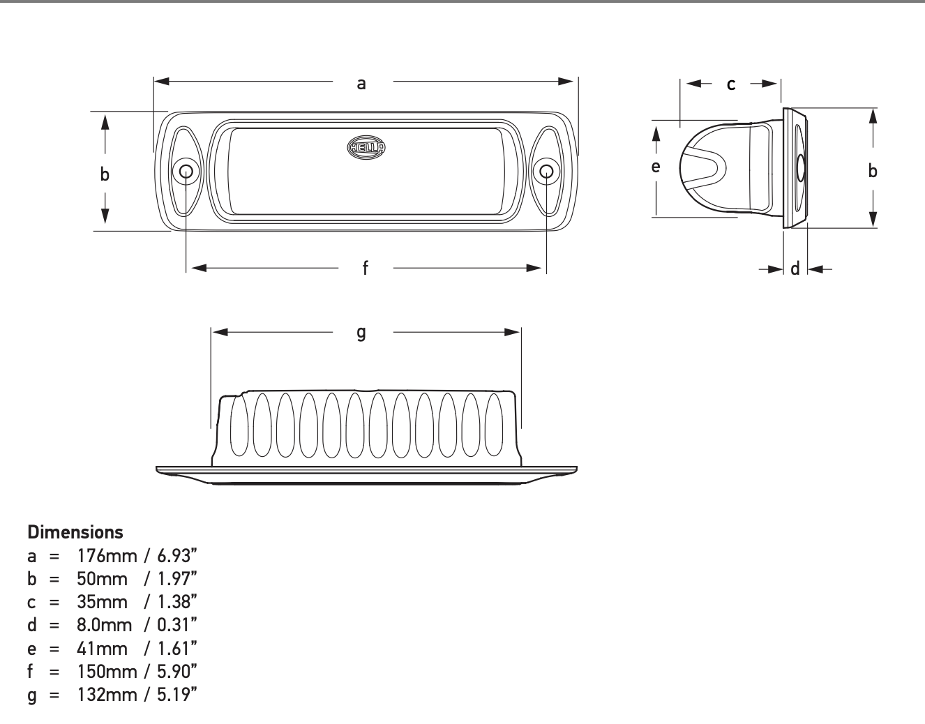 Hella Sea Hawk-R LED Arbeitsscheinwerfer Einbauversion