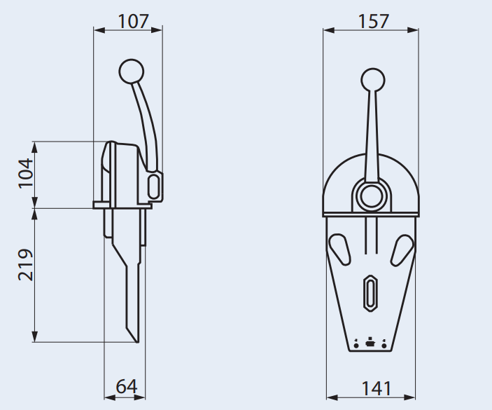 ULTRAFLEX Einhebelschaltung B103 Alu verchromt für 1 Motor