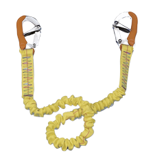 Allpa Elastische Sicherheitsleine Mit 2 Niro Karabinerhaken, L=1000-1900mm, Gelb (Ce En1095)