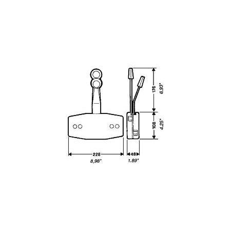 ULTRAFLEX Zweihebelschaltung Seitenmontage B47 Nylon hellgrau für kleine Außenborder