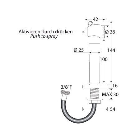 BARKA Duschkopf mit Halterung, ausziehbar MsCr mit Gewinde 3/8'