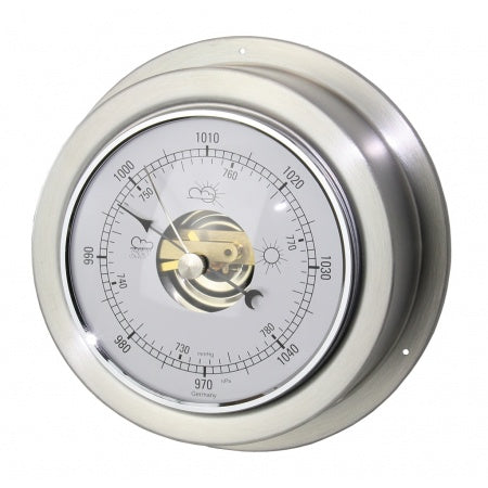 Barometer/ Hygrometer/ Thermometer Uhr Maritim Edelstahl Skala 95mm, 140x59mm