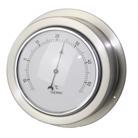 Barometer/ Hygrometer/ Thermometer Uhr Maritim Edelstahl Skala 95mm, 140x59mm