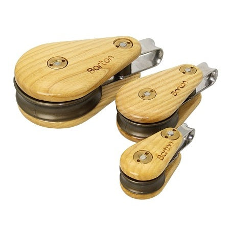 BARTON Einfachblock kugell. Holz 30mm, Seil 8mm, Auge