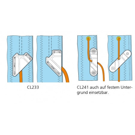 CLAMCLEAT Liekleinenklemme Steuerbord Nylon/Alu Seil 0-6 mm weiß/schwarz 10St.