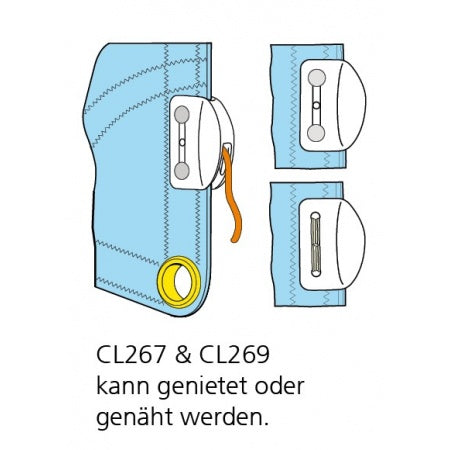 CLAMCLEAT Liekleinenklemme Steuerbord Nylon/Alu Seil 0-6 mm weiß/schwarz 10St.