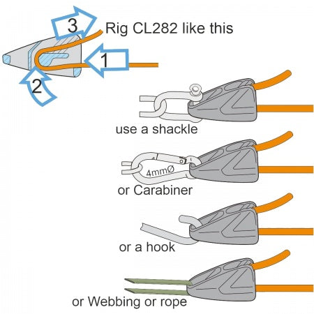 CLAMCLEAT Micros Tie-Down für Seil 1-3mm Nylon schwarz