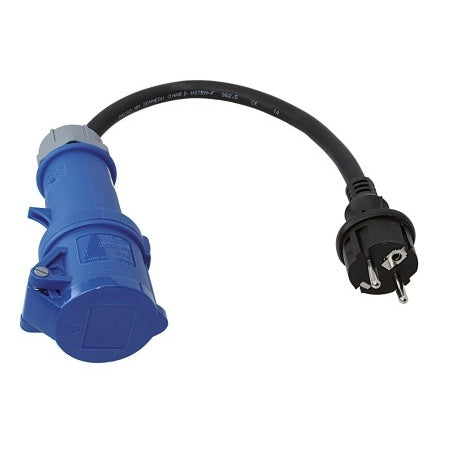 CEE Adapterkabel 230V 3-polig mit Kupplung und Schuko-Stecker, 0,4m