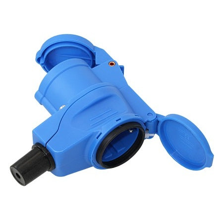 CEE Winkelkupplung mit Schuko-Steckdose 230V 3-polig