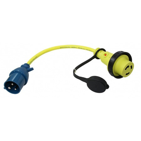 CEE Adapterkabel mit Stecker und NEMA L6 Kupplung mit Kappe und LED, 0,5m