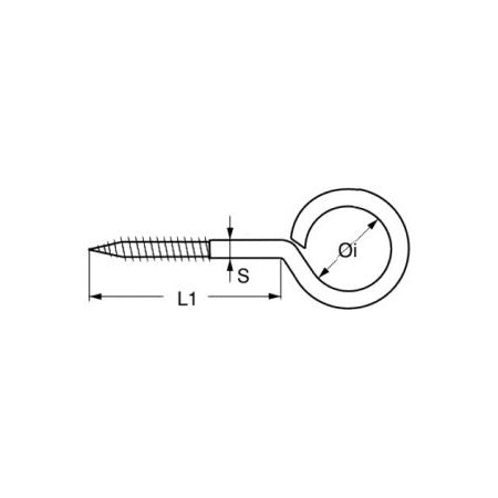 Ösenschraube mit Holzgewinde A2 16x8-30x14 mm, Auge 10 Stück