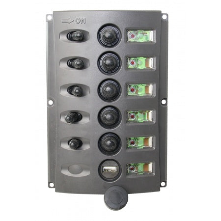 Schaltpaneel mit Sicherungsautomaten Nylon 37A 5-fach + USB-A