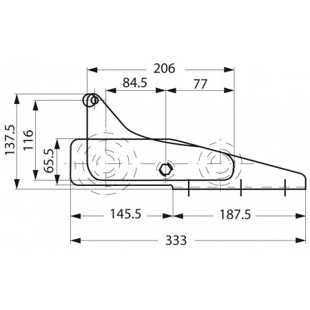 Bugrolle mit Wippe A2 und Nylonrolle, 333x92mm