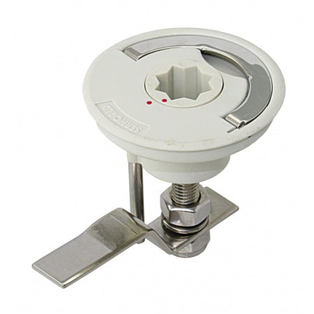Bodenheber-Drehverschluss Nylon/GFK 75mm, mit 6-kant-Antrieb/Winschkurbel