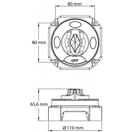 Batterieschalter 12/24V 230A rot/grau