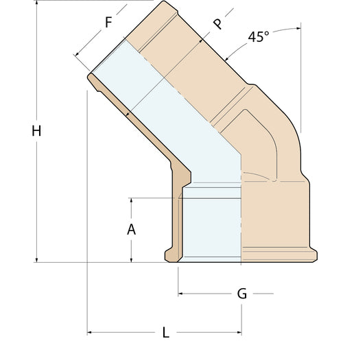 Guidi 45°-Schlauchverbinder F - G 1/2'' P 19