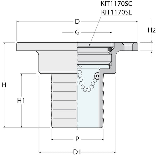 Guidi Deckseinfüllstutzen  - G 1''1/2 P 50
