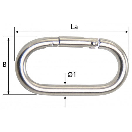 Karabinerhaken, oval A4 5-6mm 10St.