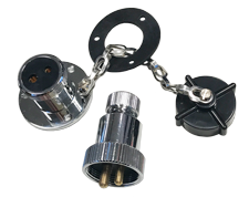 Allpa Messing-Verchromter Wasserdichter Stecker, 3a, 3-Anschlüsse, Komplett Mit Kunststoff Deckel