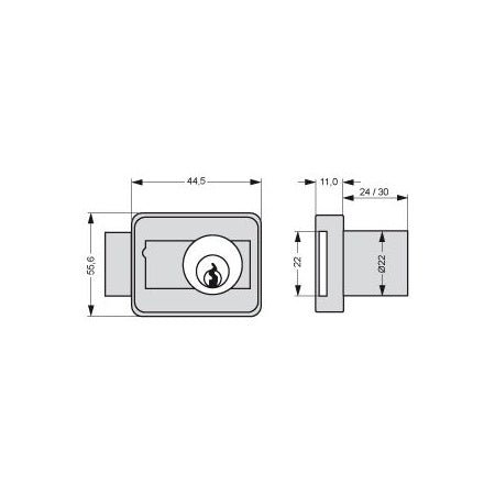 LAMP Kastenschloss 7810-24NI-B A2/MsNi für Türen 22-24mm, 24-30 mm Dorn