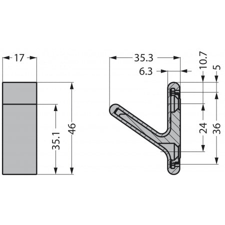 LAMP Haken mit Silikonüberzug schwarz/grau-weiß