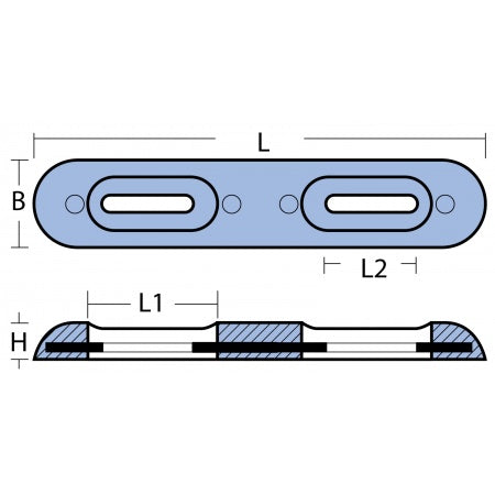 Stabanode Zink/Magnesium/Aluminium 320x65x35mm für Fairline