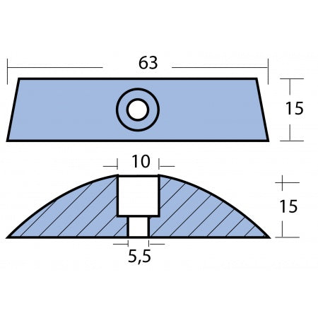 Propelleranode Zn für Volvo Saildrive 110-120 mit Faltpropeller 2St.