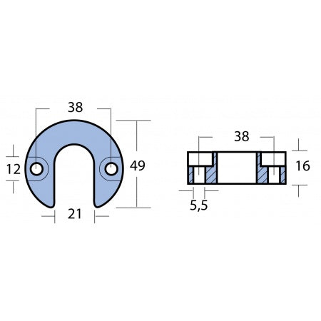 Trimmzylinder-Anode Aluminium 49x14mm für Alpha I Mk1 and Mk2