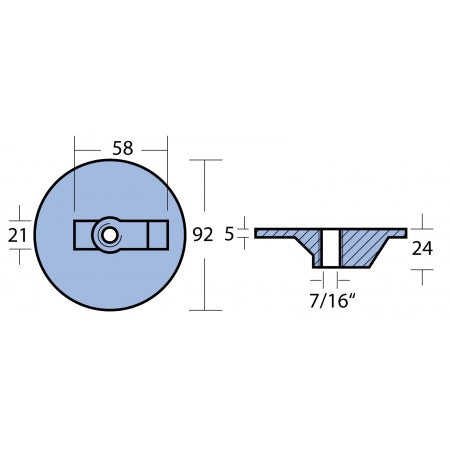 Finnenanode Magesium 7/16'UNC für Mercury Alpha I/Bravo/Verado