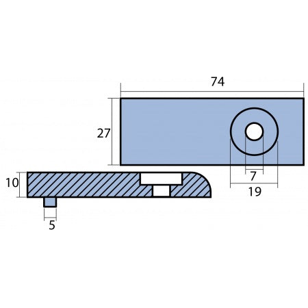Plattenanode Zink/ Magnesium 170x51x18mm für Mercury F150 EFI