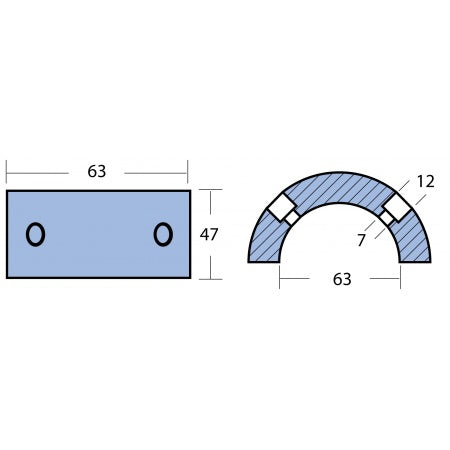 Ringanode 2-tlg. Zink für Gori mit Welle 22-26' 3-Blatt