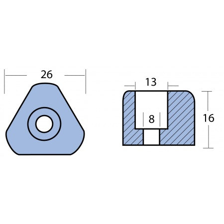 Propelleranode, Mutter Zink für Gori mit Welle 15-16,5'