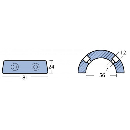 Ringanode 2-tlg. Zink für Gori Saildrive mit Welle 15-16,5' 3-Blatt