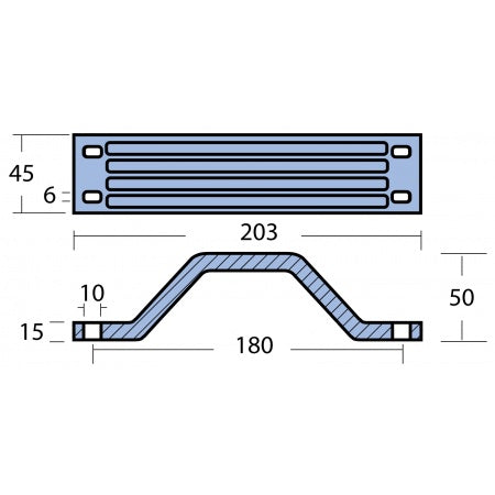 Plattenanode Alu 202x47x52mm für Yamaha 115-350PS Motorhalter