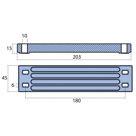 Plattenanode Alu 201x47x17mm für Yamaha 200-300PS
