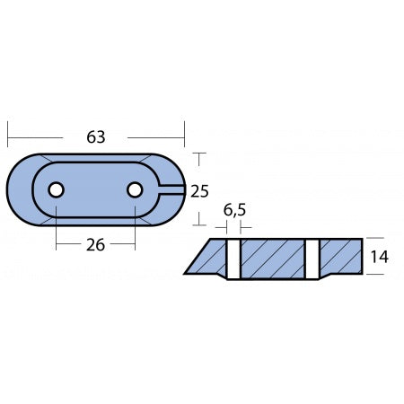 Motoranode Zn 63x25x14mm für Yamaha 4-15PS (bis 1989)