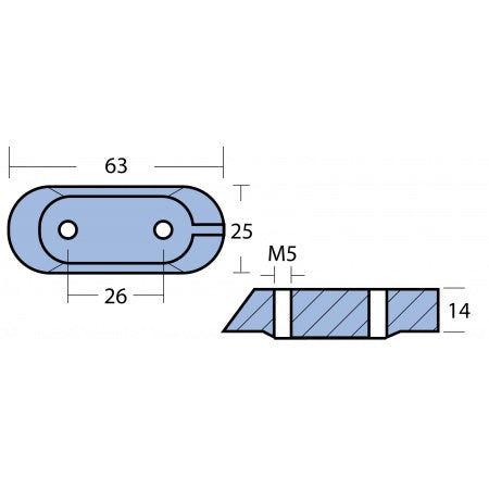 Motoranode Magnesium 63x25x14mm für Yamaha 8-300PS (ab 1989) Getriebegehäuse