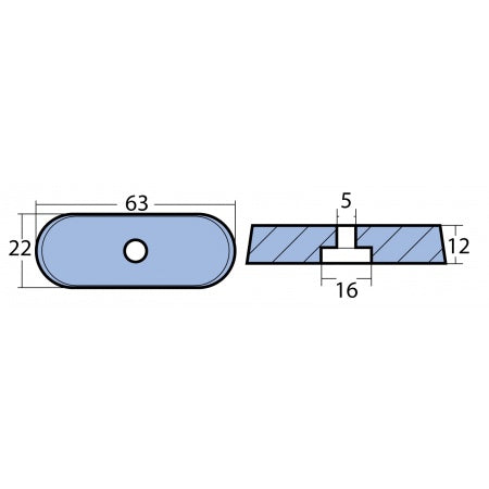 Plattenanode, oval Aluminium/Magnesium 64x25x12mm für Yamaha F6-F9,9PS