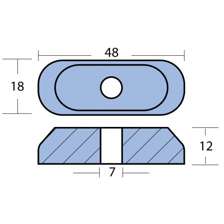 Plattenanode Zink 48x18x12mm für Suzuki 2-5PS (1986-2002)