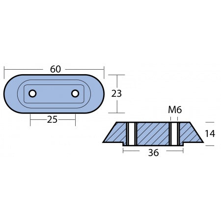 Motorenanode Aluminium 62x25x14mm für Honda BF 2-15PS (1997-2007)