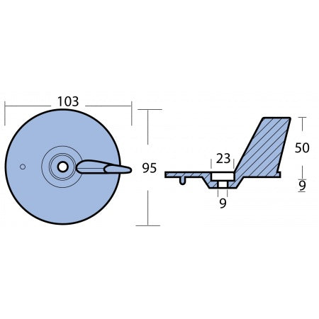 Finnenanode Zink / Aluminium Bohrung 8,5mm für Honda BF 25-50PS