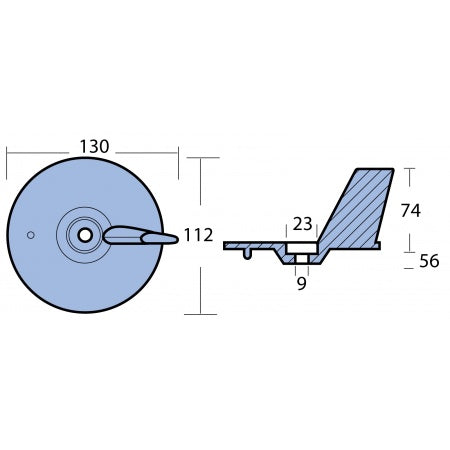 Finnenanode Alu 112mm, Bohrung 8mm für Honda BF 75-130PS
