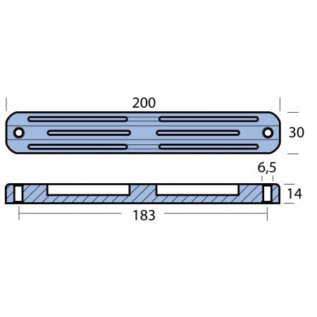 Stabanode Zink 201x30x14mm für Selva S601