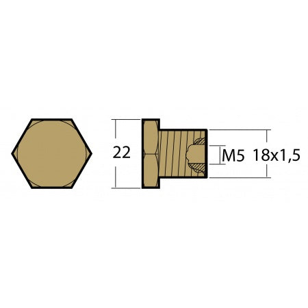 Gewindestopfen Messing 3/8'', Innengew. M5 für Bukh DV10/20/24